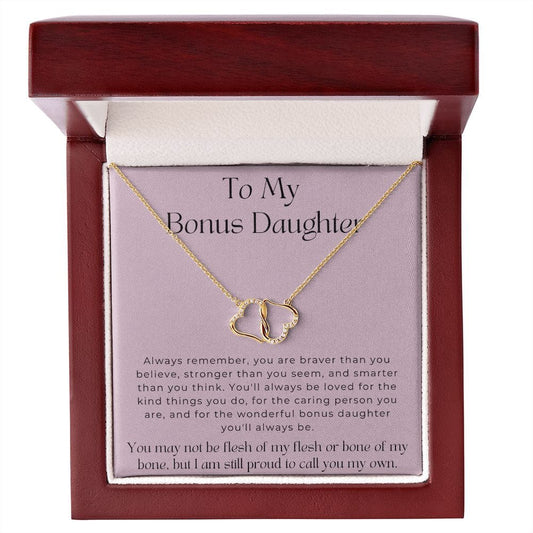 To My Bonus Daughter - Always Remember - Everlasting Love 10K Solid Gold Necklace