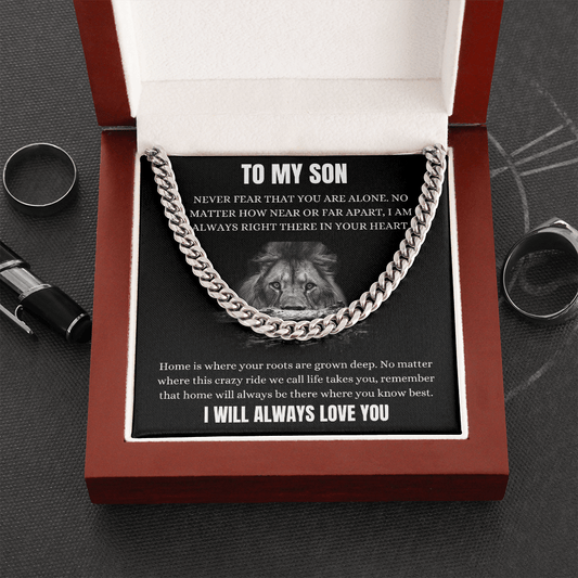 To My Son - Home Is Where Your Roots Are - Cuban Link Chain Necklace