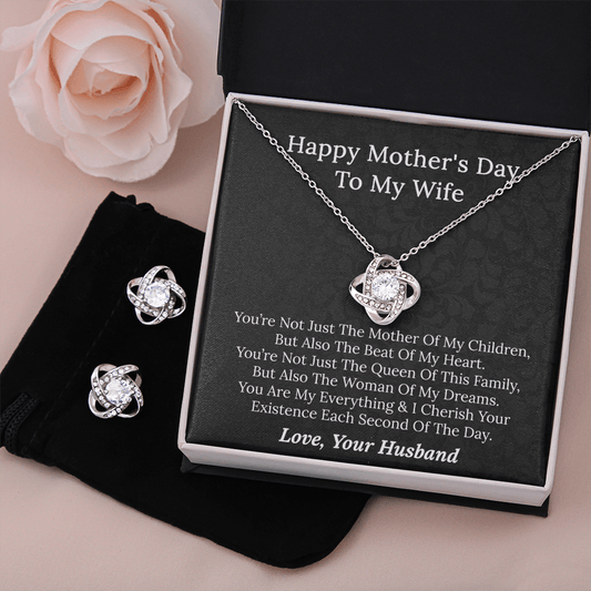 Happy Mother's Day To My Wife - Love Knot Earring & Necklace Set