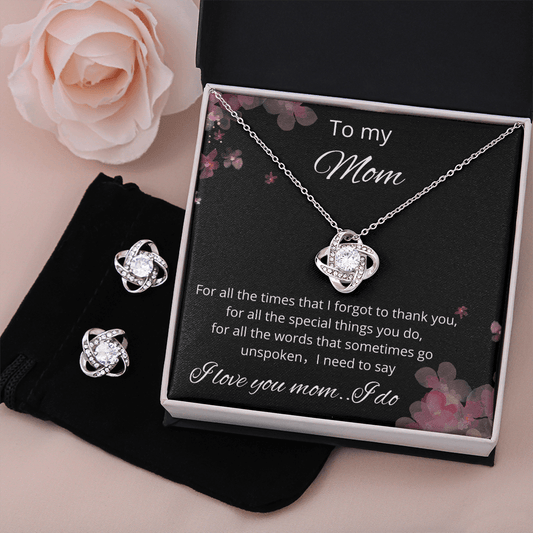 To My Mom - For All The Times - Love Knot Earring & Necklace Set