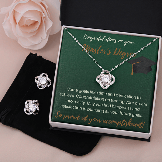 Congratulations On Your Master's Degree - Love Knot Earring & Necklace Set