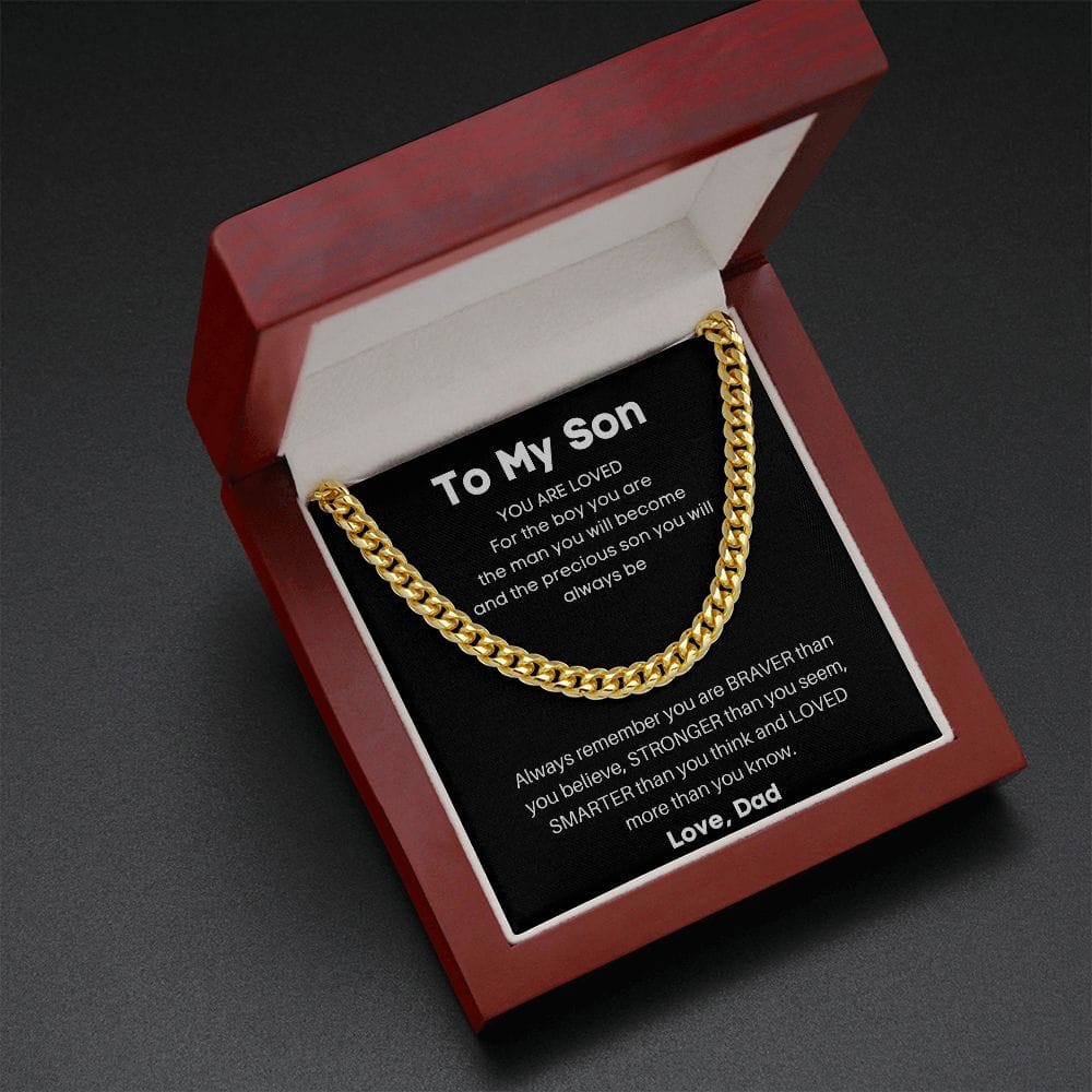 To My Son - You Are Loved - Cuban Chain Necklace From Dad