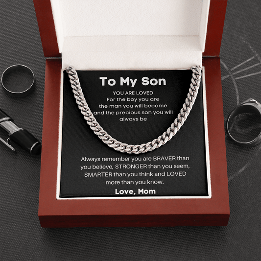 To My Son - You Are Loved - Cuban Chain Necklace From Mom