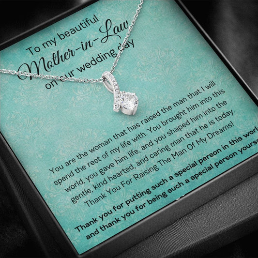 To My Beautiful Mother In Law On Our Wedding Day - Alluring Beauty Necklace