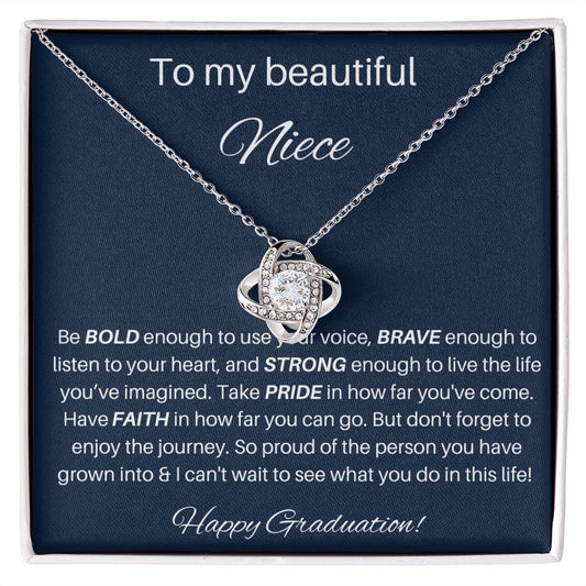 To My Beautiful Niece - Happy Graduation - Love Knot Necklace