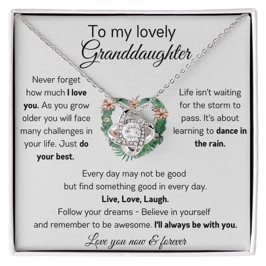 To My Lovely Granddaughter - Never Forget - Love Knot Necklace