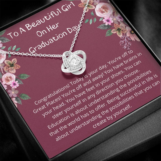 To A Beautiful Girl On Her Graduation Day - Congratulations - Love Knot Necklace