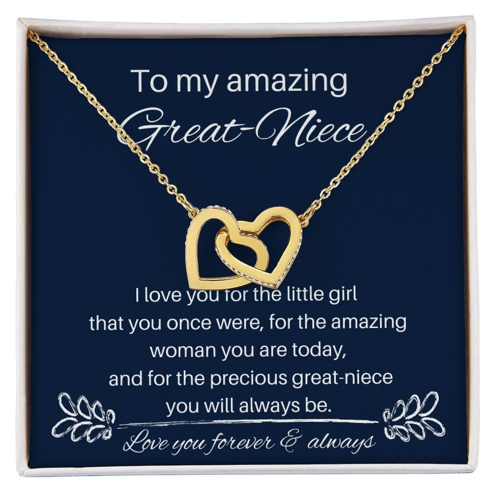 To My Amazing Great-Niece - I Love You - Interlocking Hearts Necklace