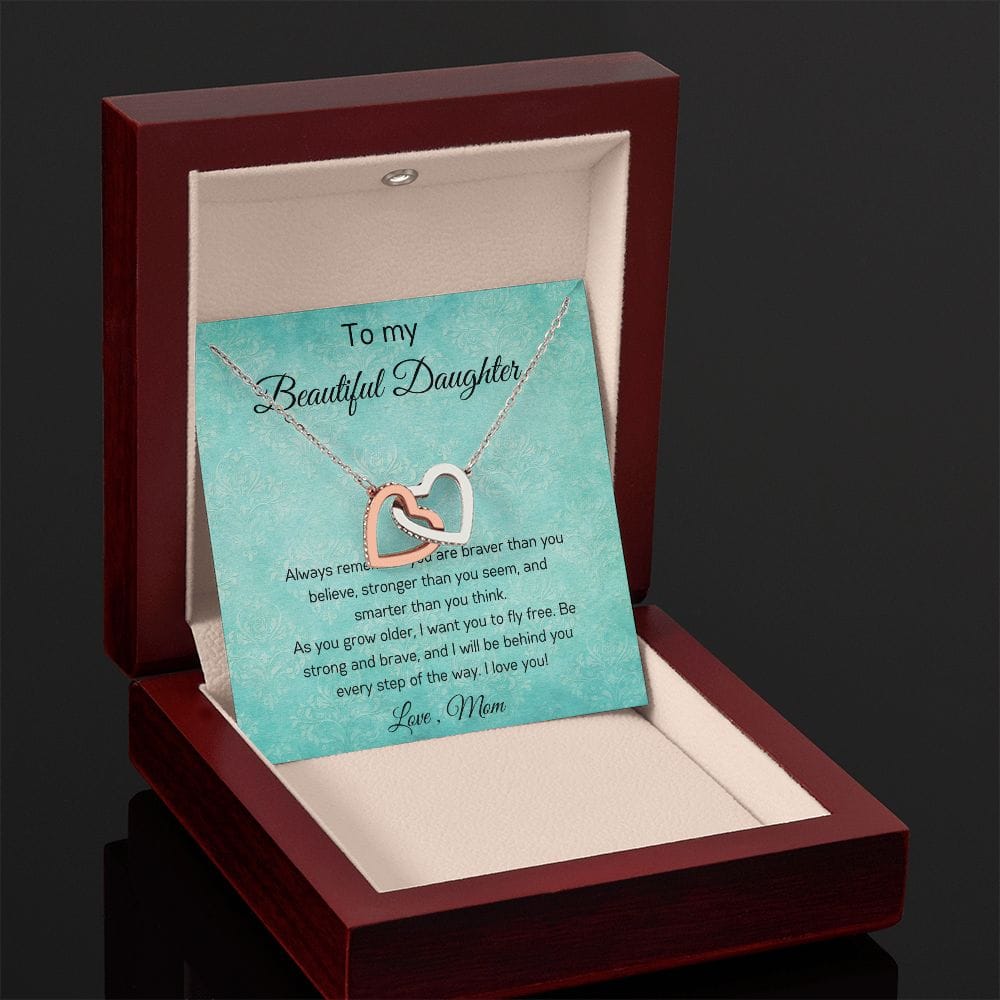 To My Beautiful Daughter - Always Remember - Interlocking Hearts Necklace