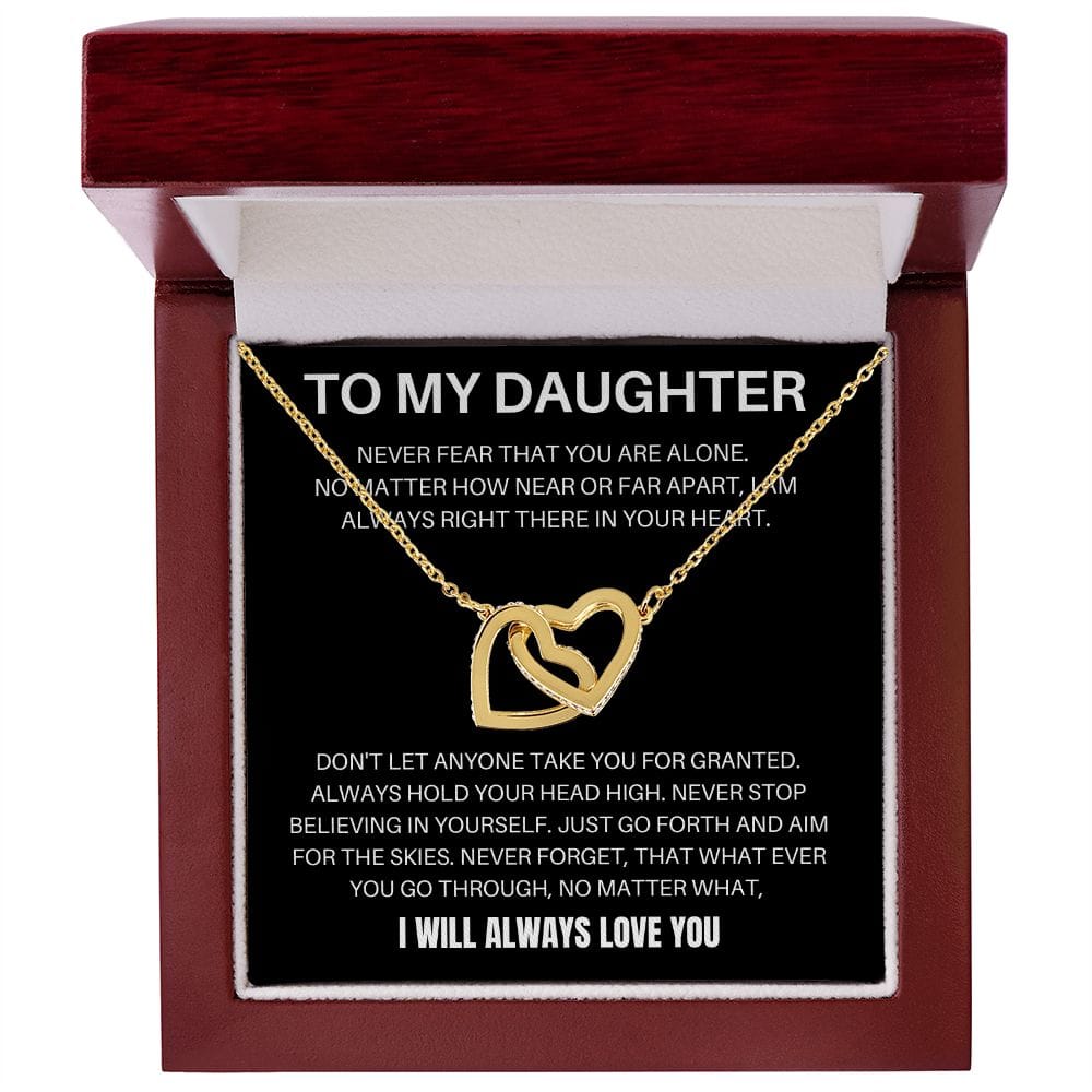 To My Daughter - Never Fear - Interlocking Hearts Necklace