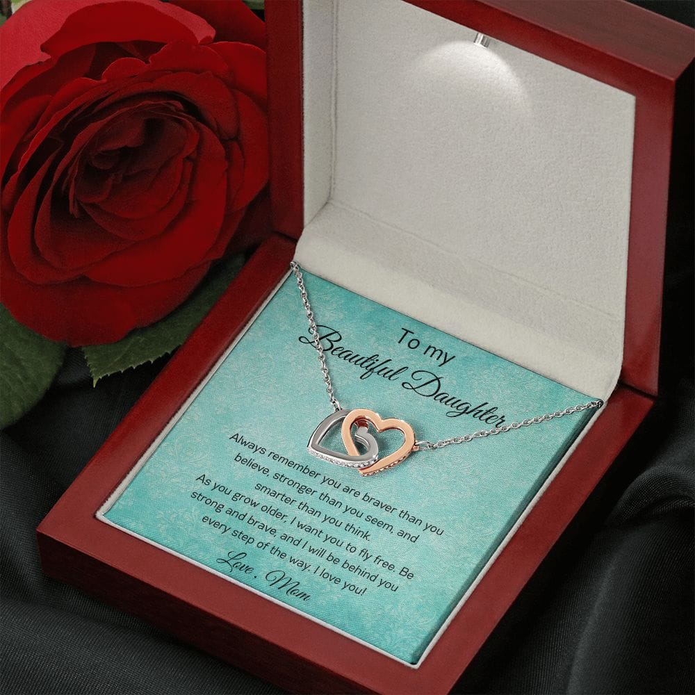 To My Beautiful Daughter - Always Remember - Interlocking Hearts Necklace