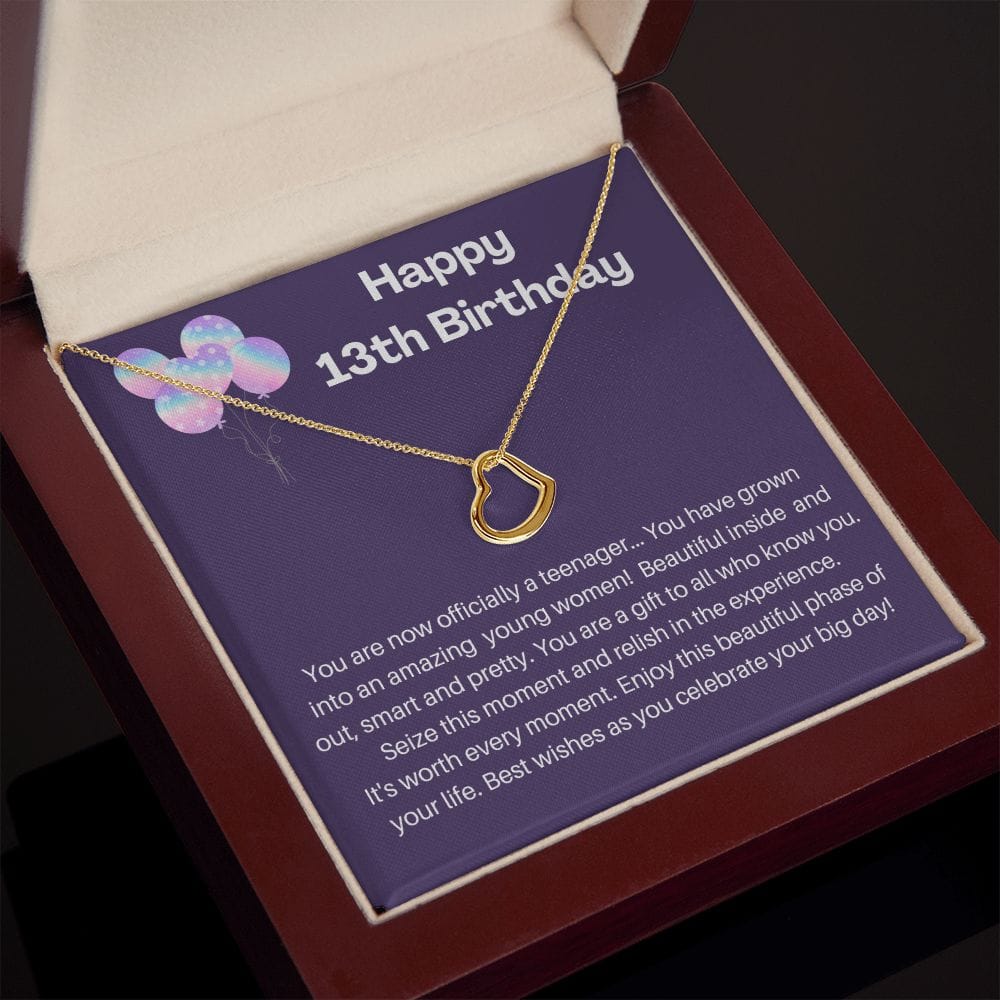 Happy 13th Birthday - Delicate Heart Necklace