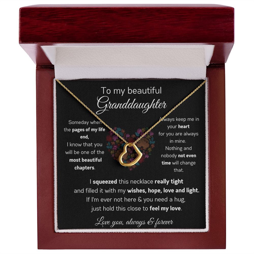 To My Beautiful Granddaughter - I Squeezed This Necklace - Delicate Heart Necklace