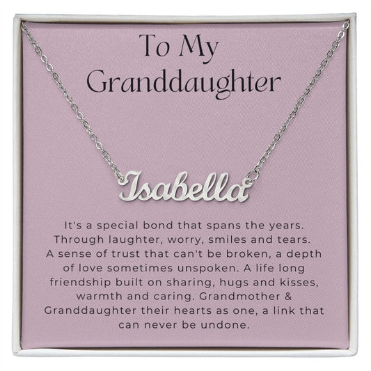 To My Granddaughter - It's A Special Bond - Personalized Name Necklace