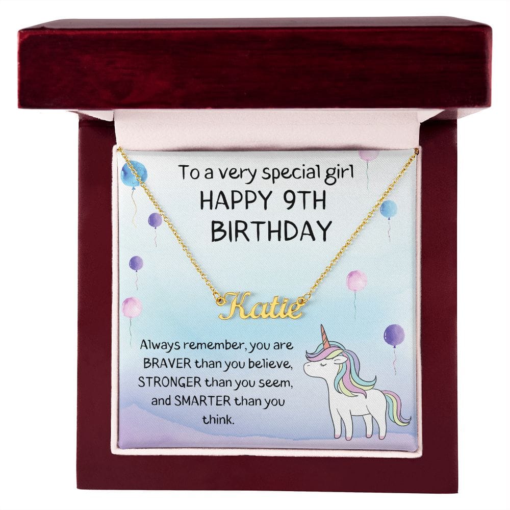 Happy 9th Birthday - Personalized Name Necklace