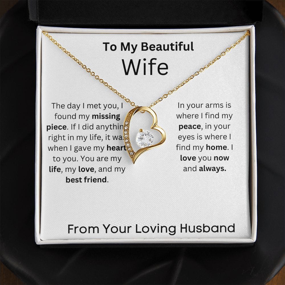 To My Beautiful Wife - The Day I Met You - Forever Love Necklace