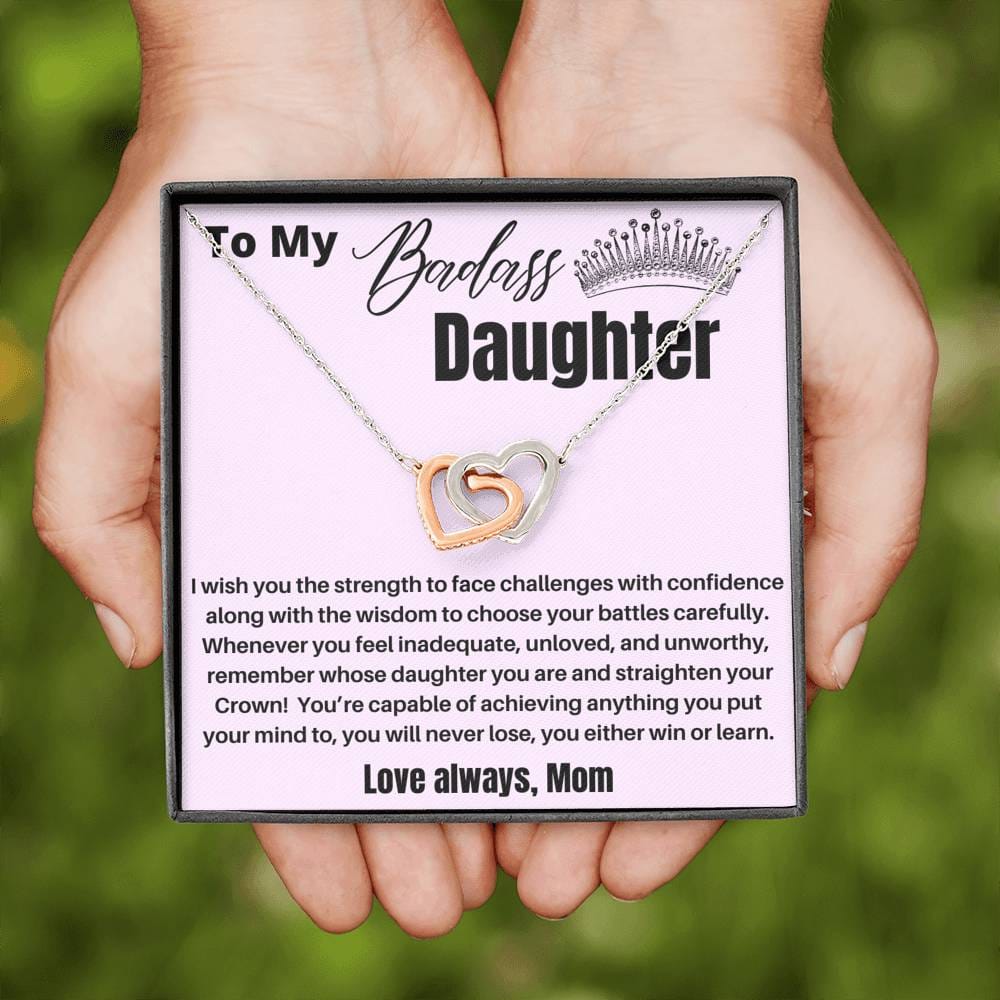 To My Badass Daughter - I wish You - Interlocking Hearts Necklace
