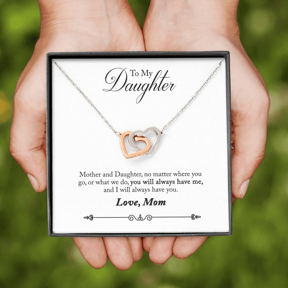 To My Daughter - Mother and Daughter - Interlocking Hearts Necklace