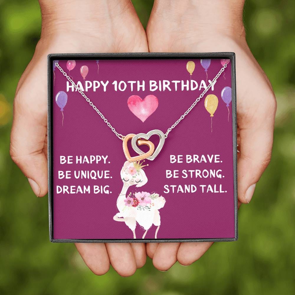 Happy 10th Birthday - Dark Pink Lama