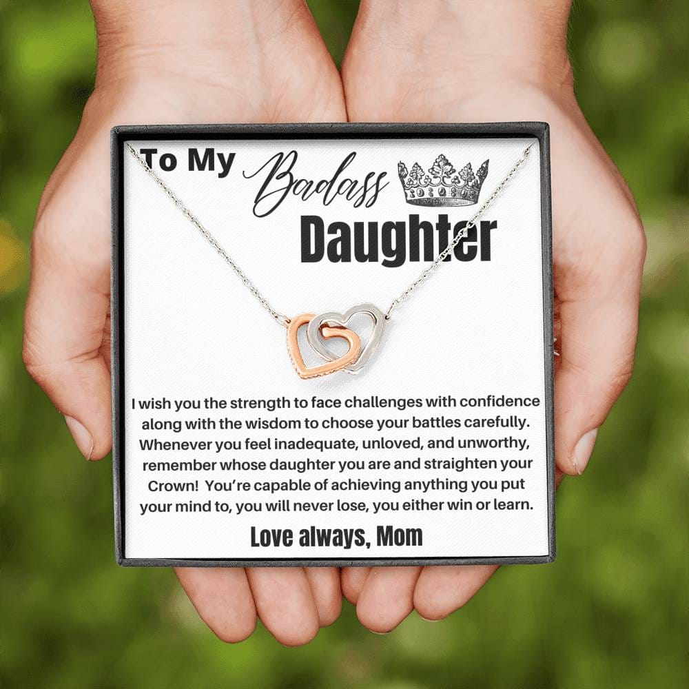 To My Badass Daughter - I Wish You The Strength - Interlocking Hearts Necklace