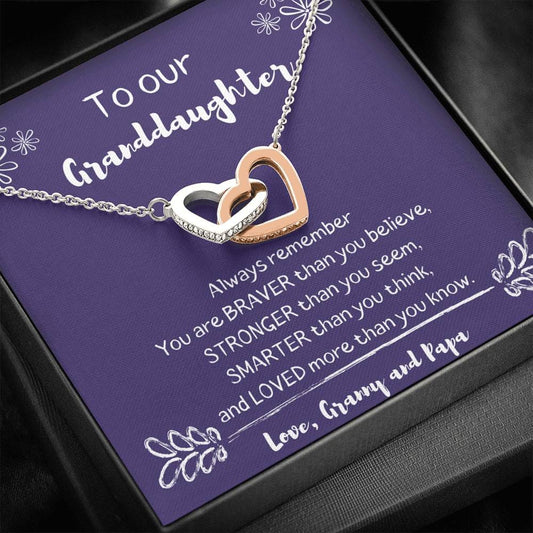 To Our Granddaughter - Always Remember - Granny and Papa - Interlocking Hearts Necklace
