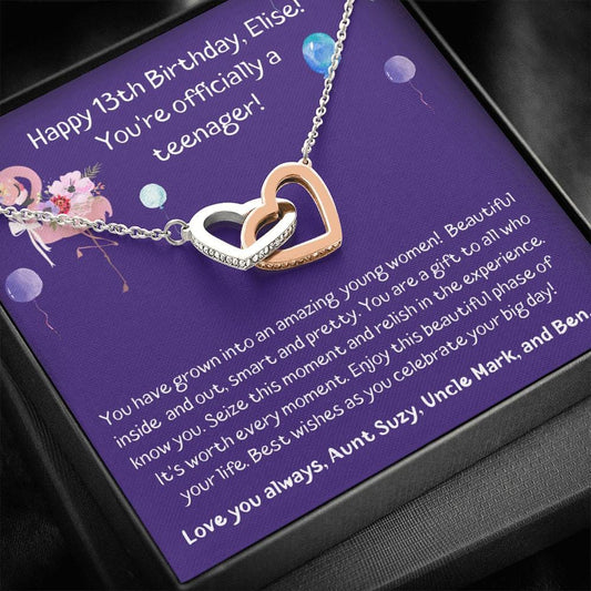 Happy 13th Birthday - You're Officially A Teenager - Interlocking Hearts Necklace