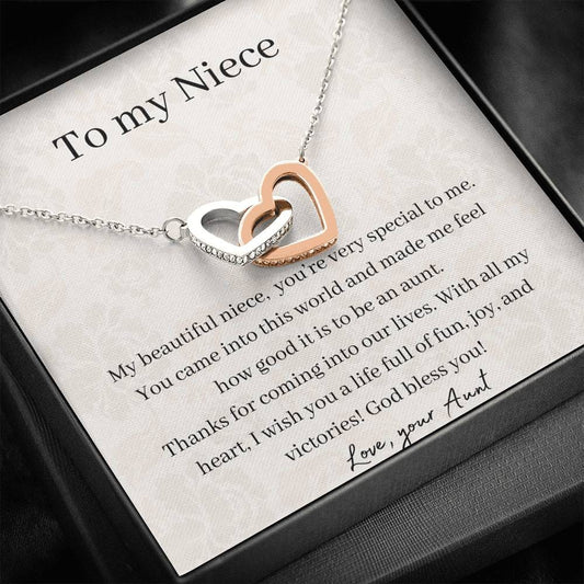To My Niece - Thanks For Coming Into Our Lives - Interlocking Hearts Necklace
