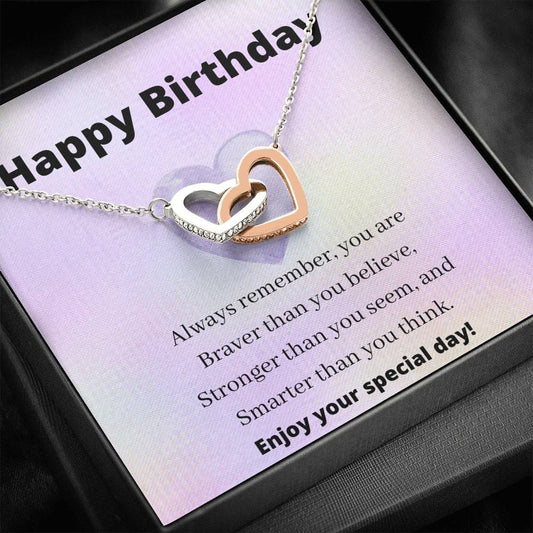 Happy Birthday - Enjoy Your special Day - Interlocking Hearts Necklace