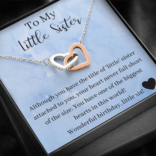 To My Little Sister - Wonderful Birthday - Interlocking Heart Necklace
