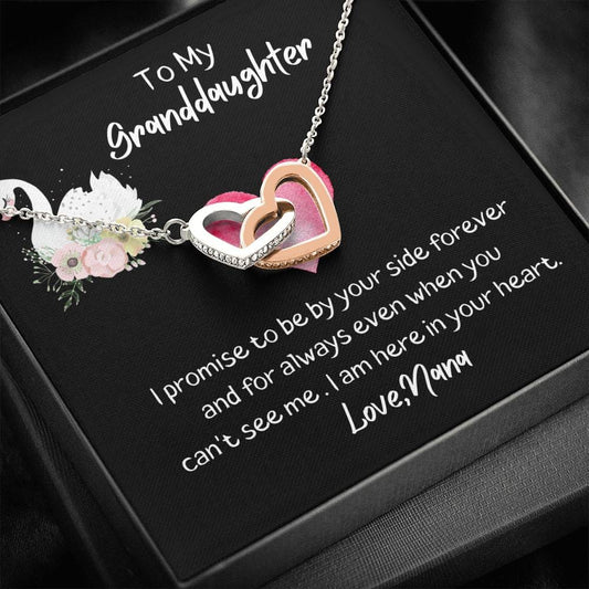 To My Granddaughter - Interlocking Heart Necklace Swan - Love Nana