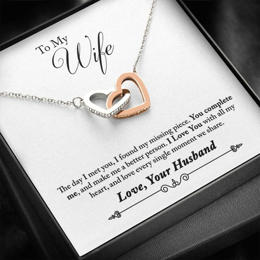 To My Wife - The Day I Met You - Interlocking Hearts Necklace
