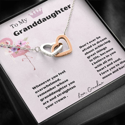 To My Granddaughter - Straighten Your Crown - Interlocking Hearts Necklace
