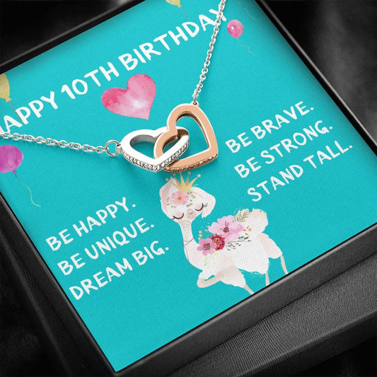 Happy 10TH Birthday - Interlocking Hearts Necklace
