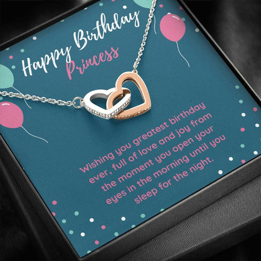 Happy Birthday Princess - Wishing You - Interlocking Hearts Necklace