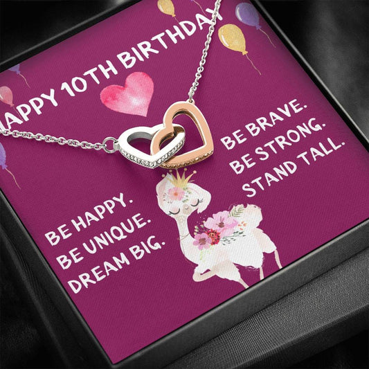 Happy 10th Birthday - Dark Pink Lama