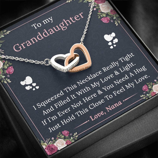 To My Granddaughter - Feel My Love - Love Nana - Interlocking Hearts Necklace
