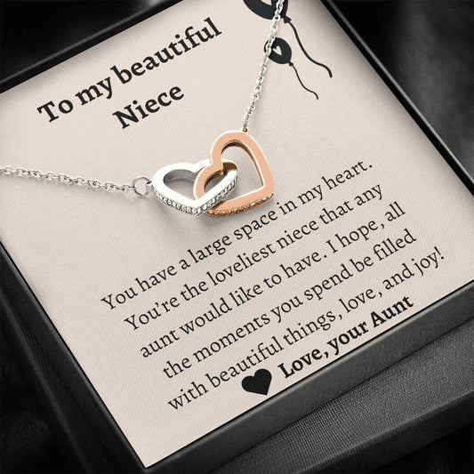To My Beautiful Niece - Love And Joy - Interlocking Hearts Necklace