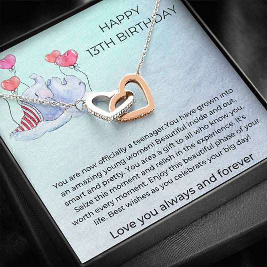Happy 13th Birthday - You Are Officially A Teenager Now - Interlocking Hearts Necklace
