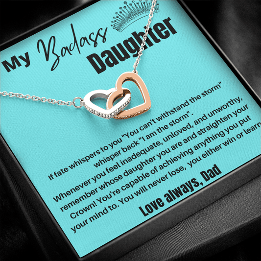 To My Badass Daughter - Interlocking Hearts Necklace