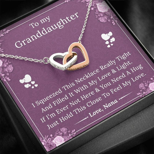 To My Granddaughter - Feel My Love - From Nana - Interlocking Hearts Necklace