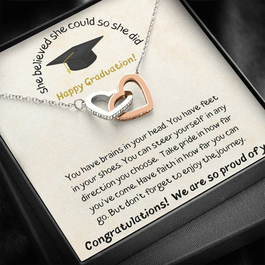 She Believed She Could So She Did - Happy Graduation - Interlocking Hearts Necklace