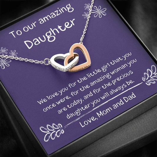 To Our Amazing Daughter - We Love You - Interlocking Hearts Necklace