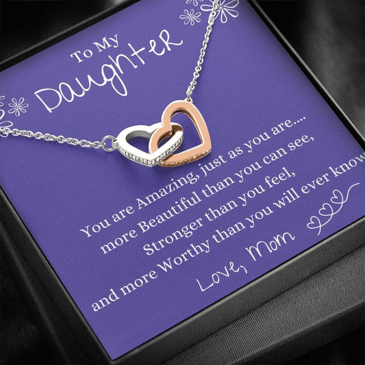 To My Daughter - You Are Amazing - Interlocking Heart Necklace