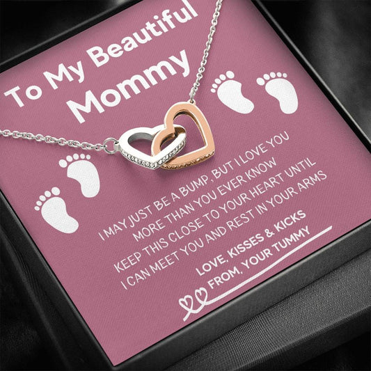 To My Beautiful Mommy - I May Just Be - Interlocking Hearts Necklace