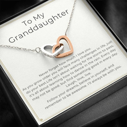 To My Granddaughter - Never Forget - Interlocking Hearts Necklace