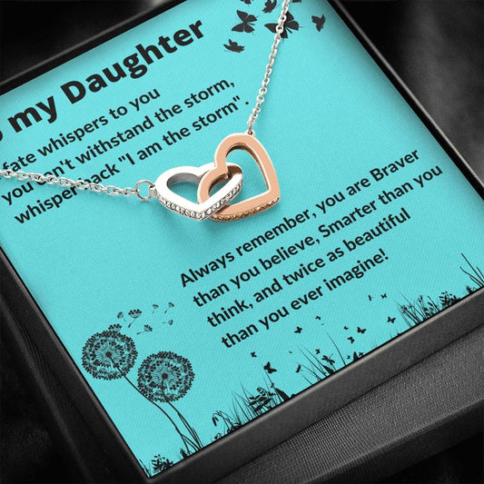 To My Daughter - If Fate Whispers To You - Interlocking Hearts Necklace