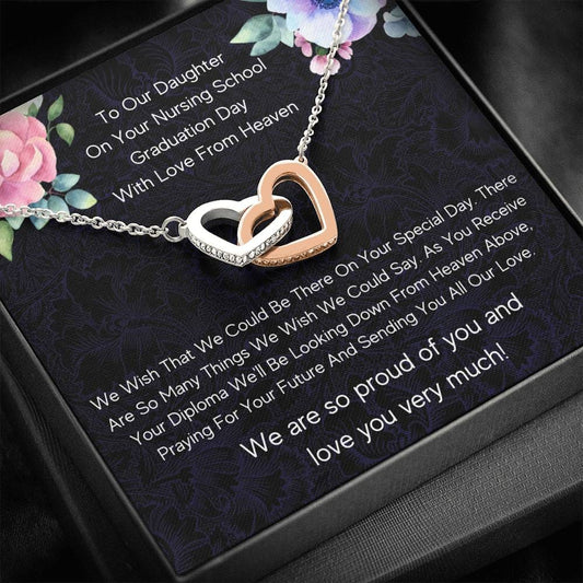 To Our Daughter On Your Nursing School Graduation Day - Interlocking Hearts Necklace