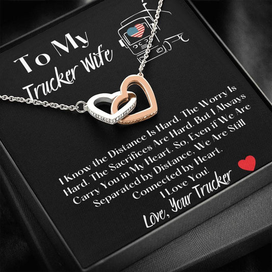 To My Trucker Wife - Interlocking Hearts Necklace