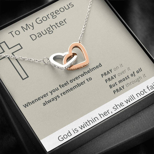 To My Gorgeous Daughter - Whenever You Feel Overwhelmed - Interlocking Hearts Necklace