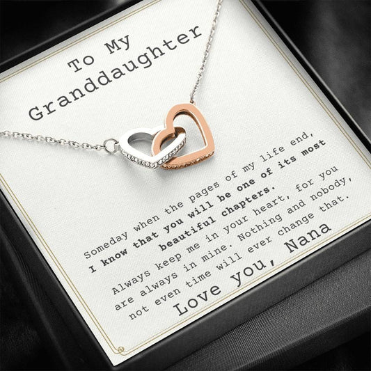 To My Granddaughter - Love You Nana - Interlocking Hearts Necklace